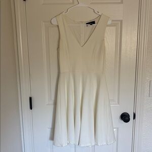 Lulu's Cream V-Neck Sleeveless Midi Fit & Flare Dress